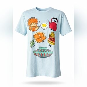 Studio Ghibli Ponyo Ramen Essentials Graphic T-Shirt Light Blue Unisex Small